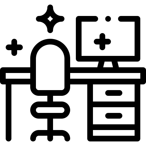 Workspace tidy computer desk icon