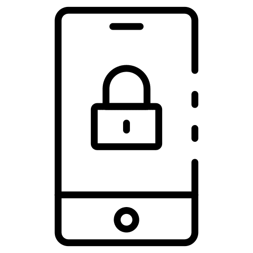 Mobile phone security protection locked icon