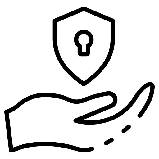 Shield lock security hand icon