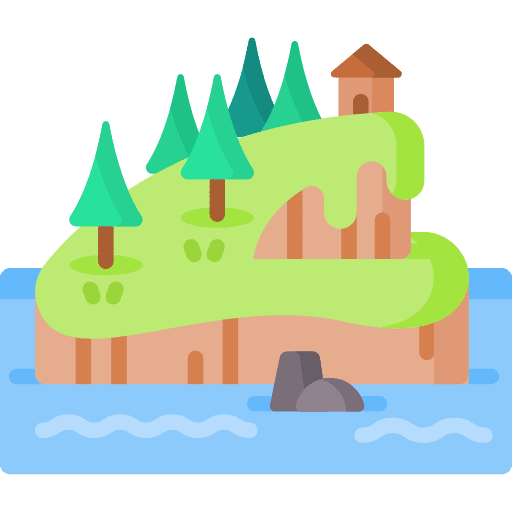 Island trees landscape sky icon