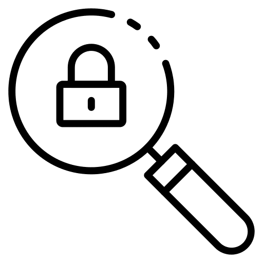Magnifying glass security padlock search icon
