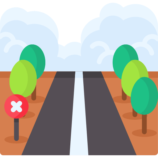 Road woods trees landscape icon