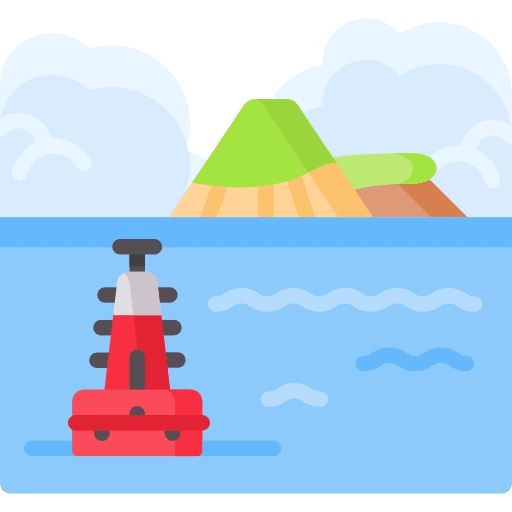 Island sea buoy mountain icon