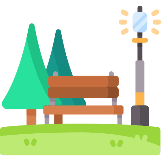 Park park bench street light icon