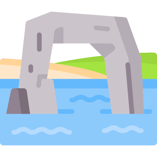 Rock water arch landscape icon