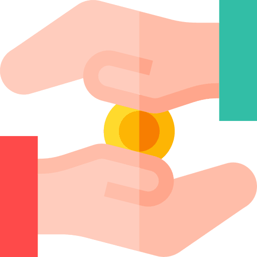 Alms hands and gestures money charity icon