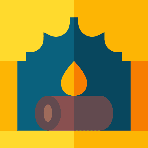Fireplace fire furniture and household flame icon