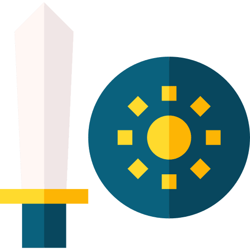 Sword knight shield defense icon