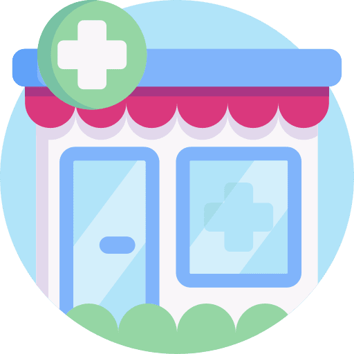 Pharmacy healthcare and medical medicine architecture and city icon