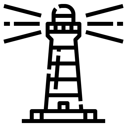 Lighthouse light guide architecture and city icon