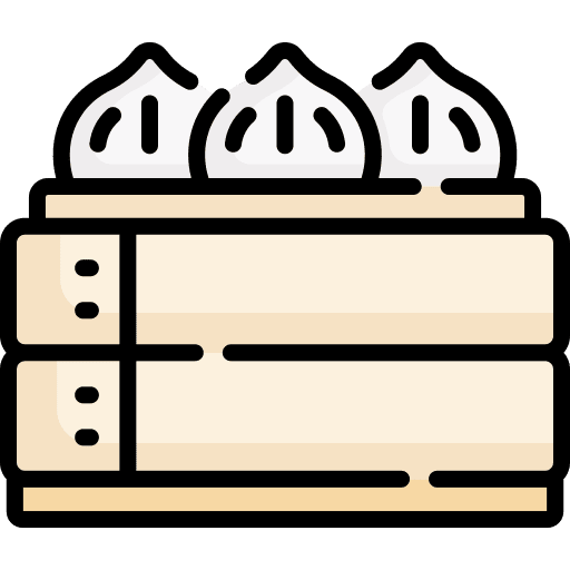 Dim sum steamed food and restaurant gastronomy icon