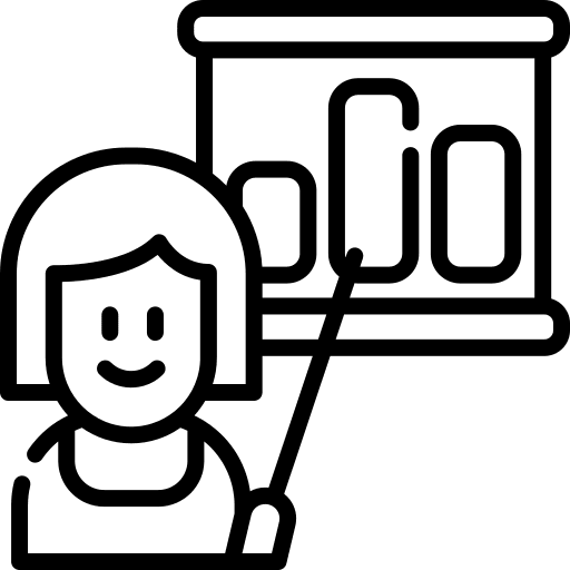 Presentation pitch bar chart explain icon