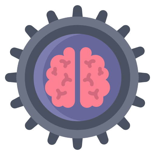 Brain engineering gear brain icon