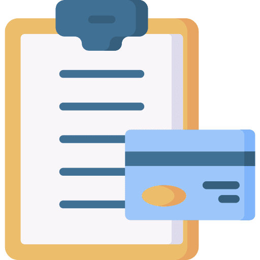 Clipboard report business and finance credit card icon