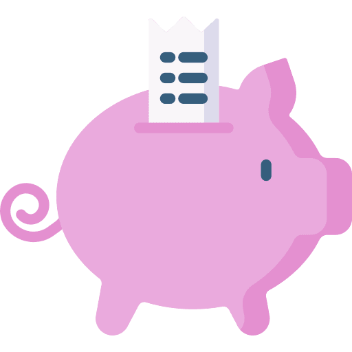 Payment savings ticket piggy bank icon