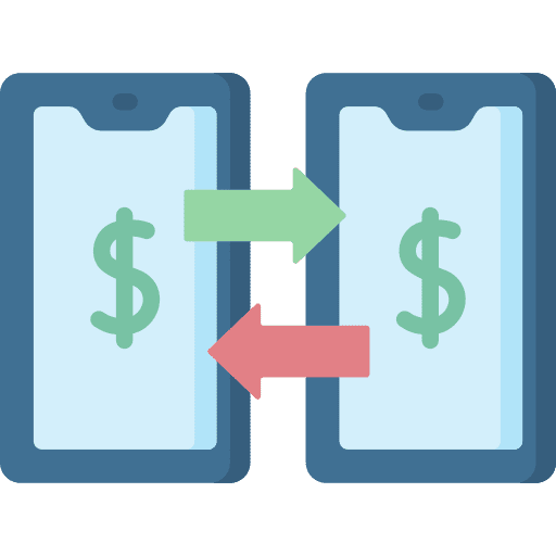 Money transfer money transfer business and finance mobile phone icon