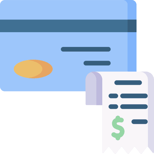 Payment debit card receipt invoice icon