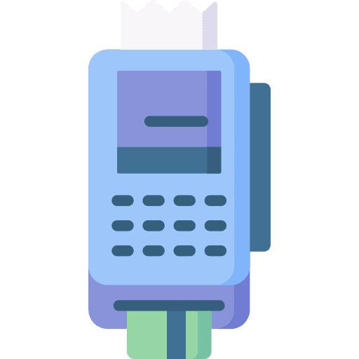 Terminal commerce and shopping dataphone credit card icon