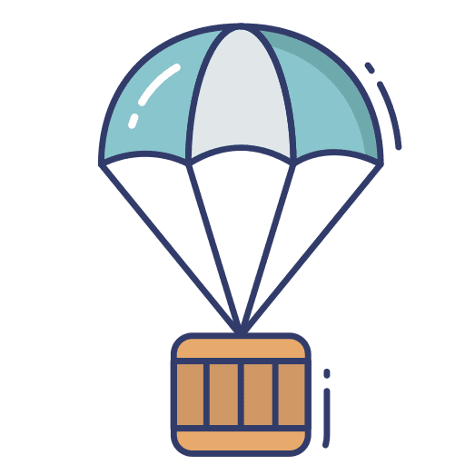 Hot air balloon courier parcel shipping and delivery icon