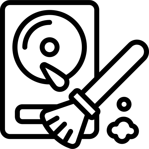 Hard drive feather duster time and date computer icon