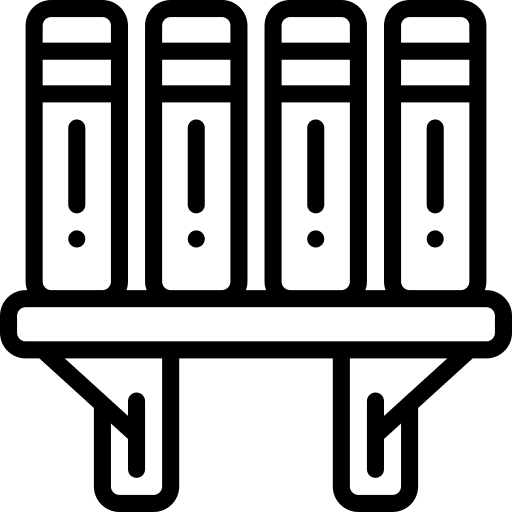 Bookshelf time and date bookshelf furniture and household icon