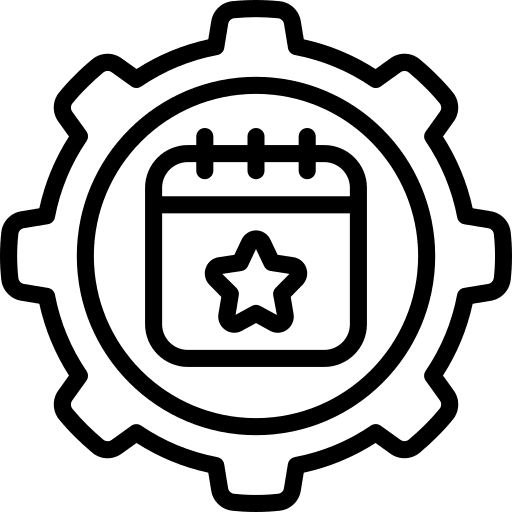 Cog time management event calendar icon