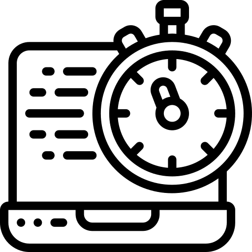 Laptop timetable stopwatch computer icon