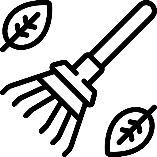 Raking pitchfork tools and utensils leaves icon
