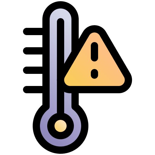 Weather alert risk thermometer signaling icon
