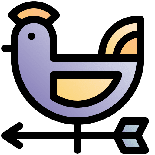 Wind vane signaling wind direction weathercock icon