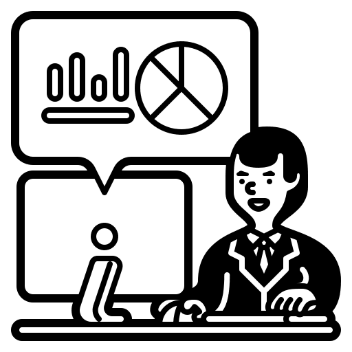 Investment statistics desk computer icon