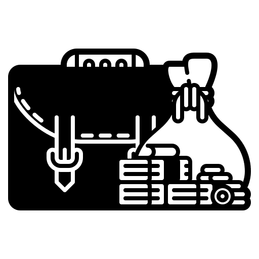 Budget cash briefcase money bag icon