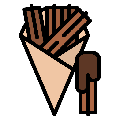 Churros breakfast food and restaurant spanish icon