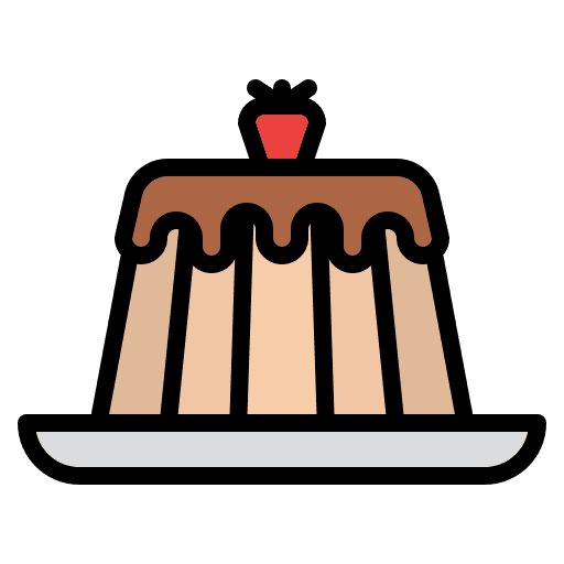 Custard caramel strawberry cake icon