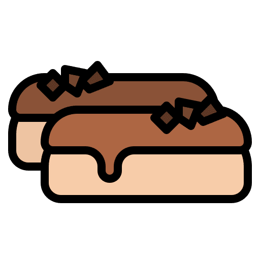 Eclair dessert food and restaurant chocolate icon