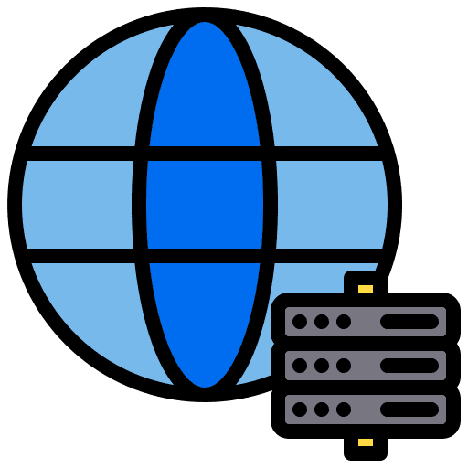 Internet hosting server seo and web hosting icon