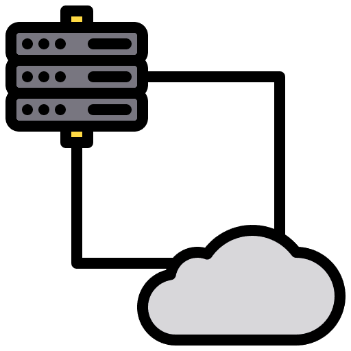 Cloud computer hosting server icon