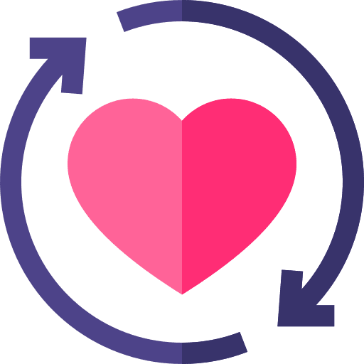 Heart love and romance heart circular arrows icon