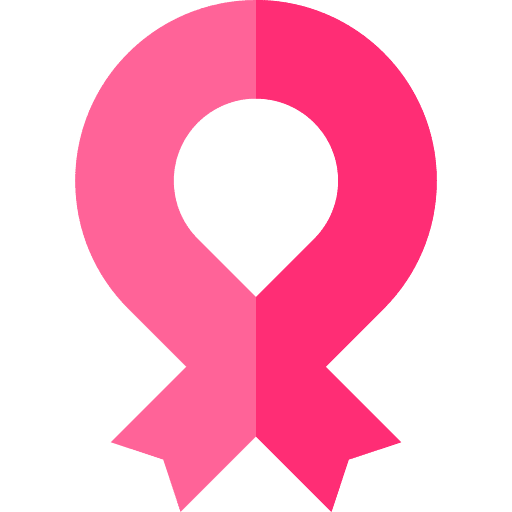 Pink ribbon breast cancer research support icon