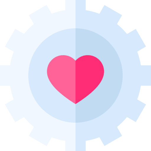 Gear cogwheel love and romance psychology icon