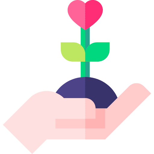 Plant hands and gestures heart solidarity icon