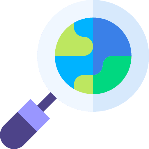 Searching worldwide maps and location internet icon