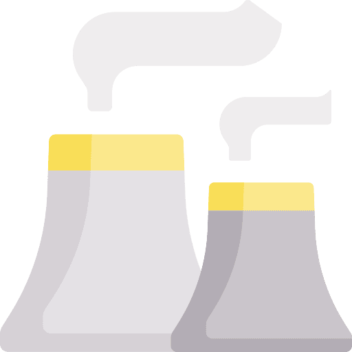 Nuclear plant building radioactive factory icon