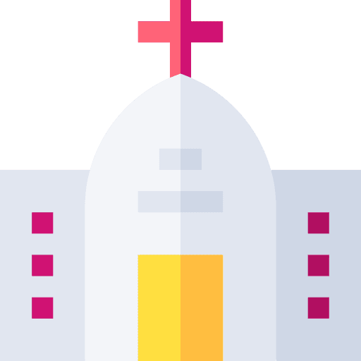 Church architecture and city catholic buildings icon