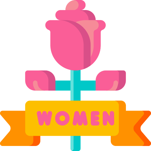Womens day birthday and party feminism flowers icon