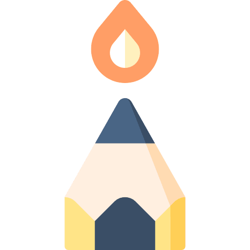 Creative flame spark pencil icon