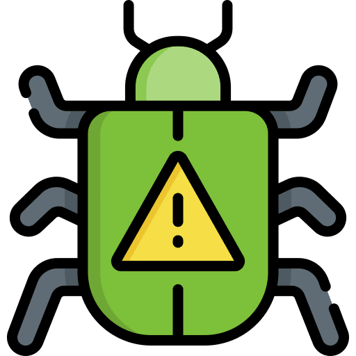 Bug warning fault virus warning icon