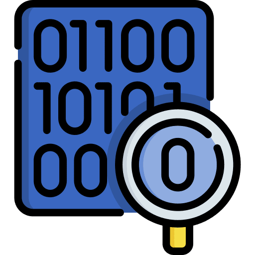 Binary code magnifying glass loupe magnifier icon