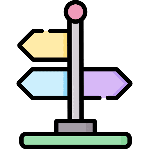 Direction signaling orientation signpost icon