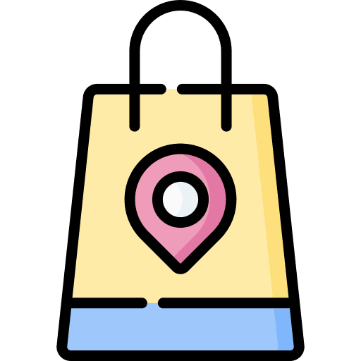 Shop maps and location gps bag icon